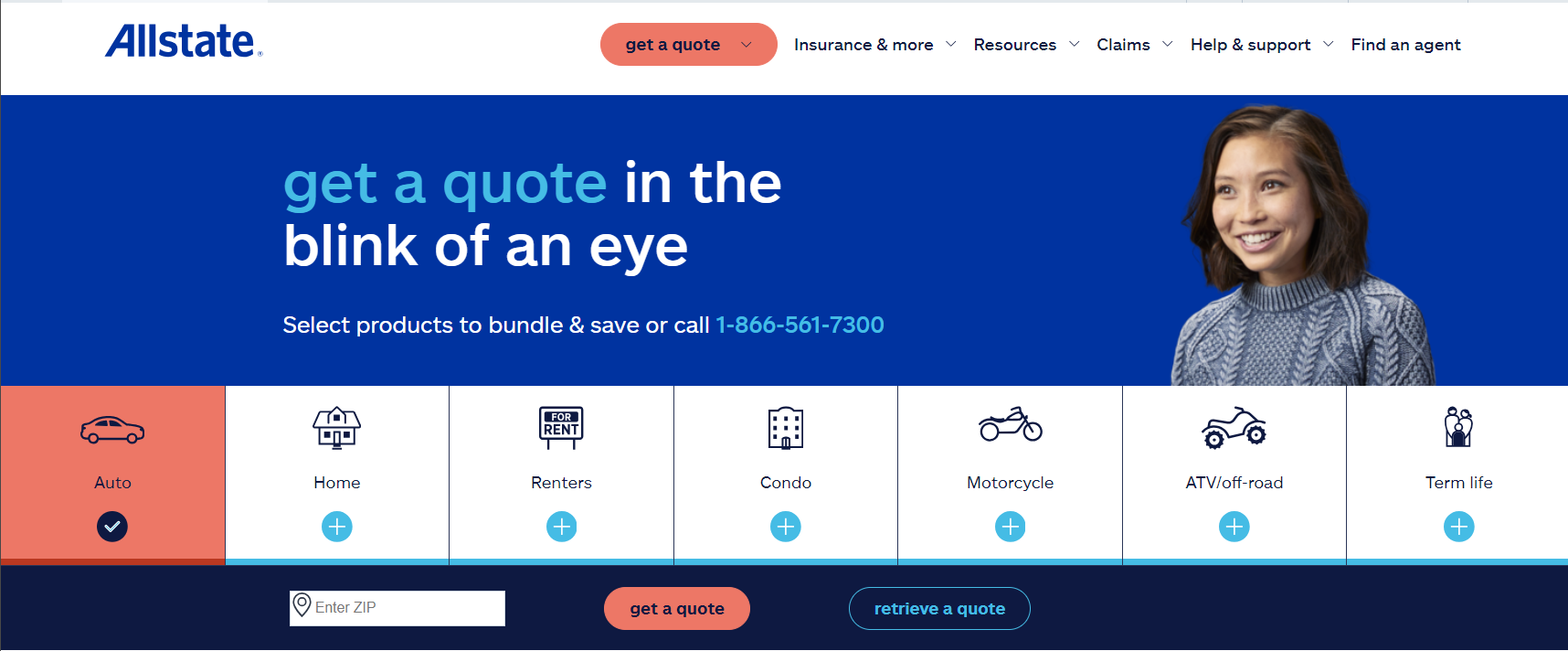 Allstate Screenshot: Uninsured and Underinsured Motorist Coverage (UM/UIM)