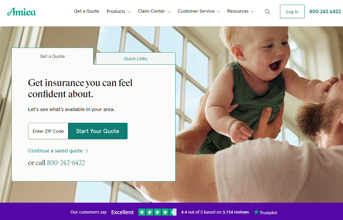 Amica Car Insurance Review: Amica Company Screenshot