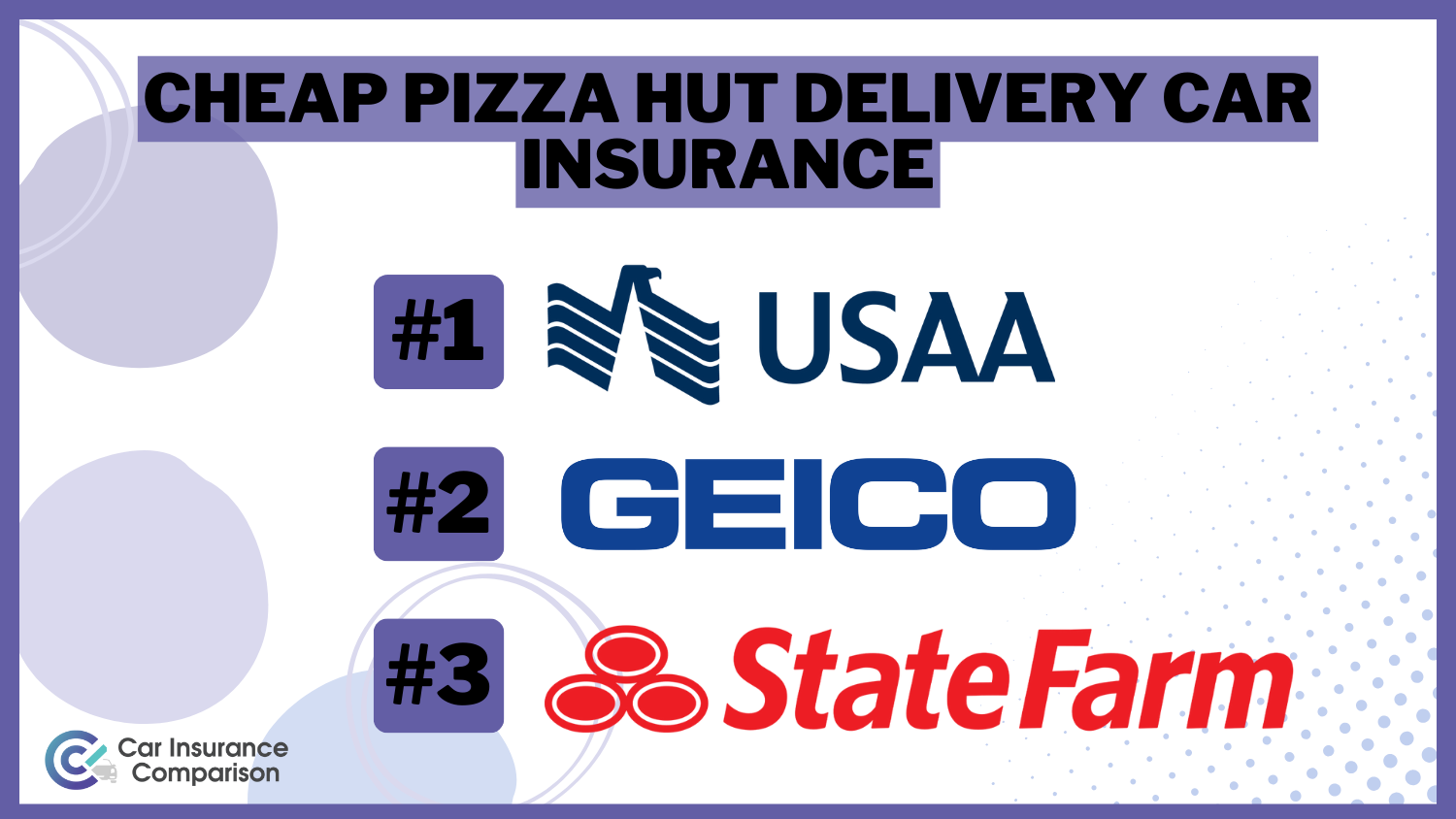 cheap Pizza Hut delivery car insurance: USAA, Geico, State Farm