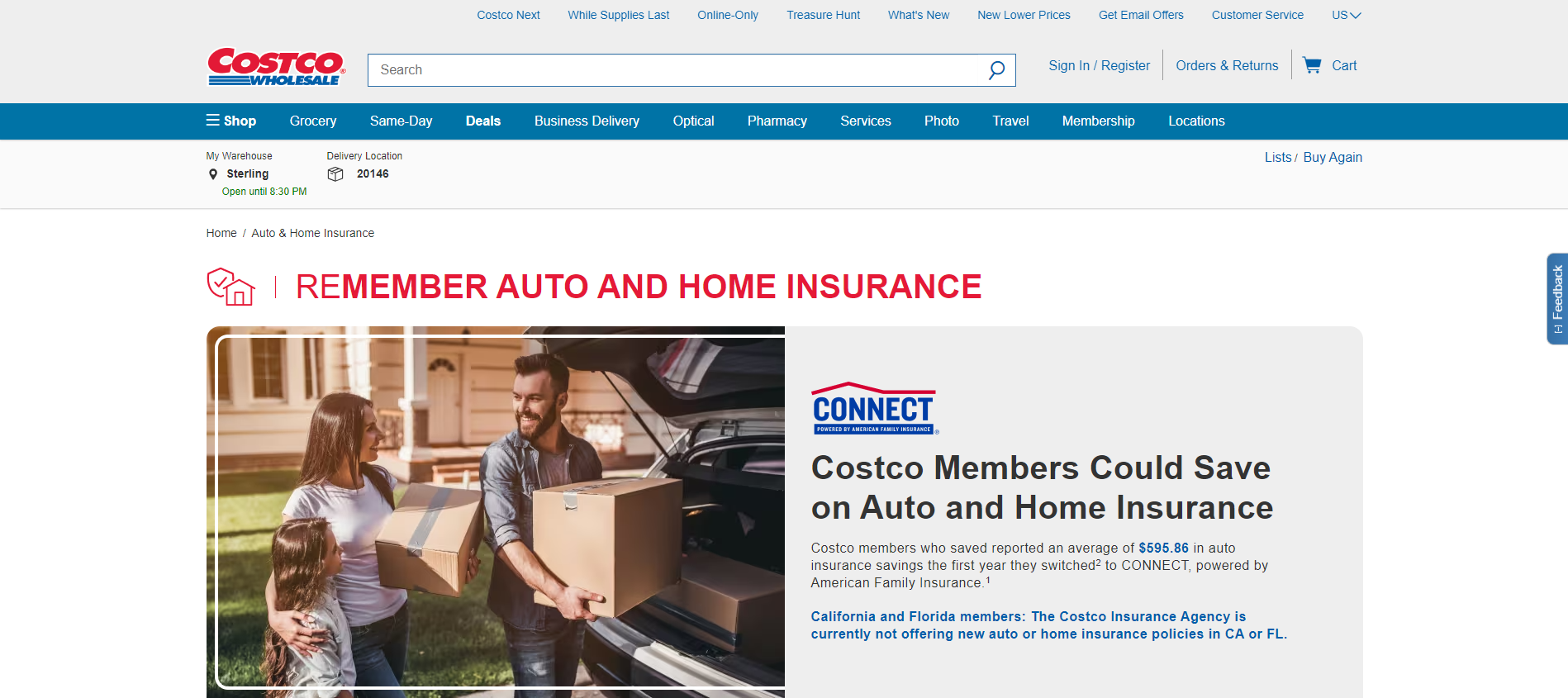 Costco Company Screenshot: Costco Car Insurance Review