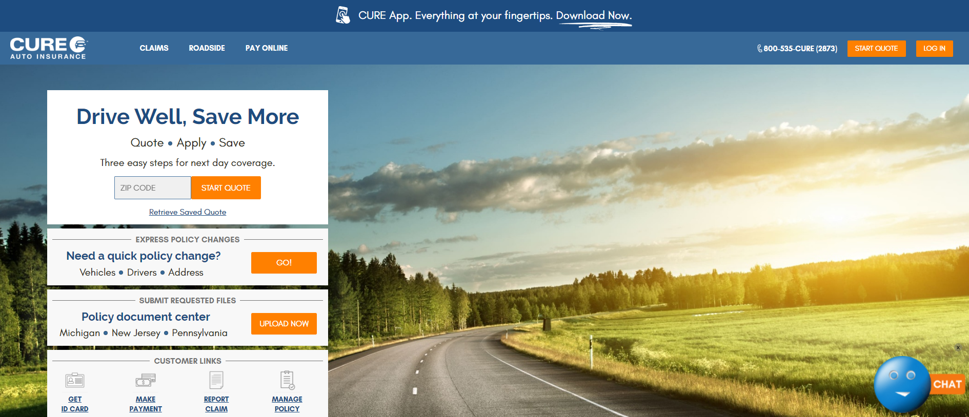 CURE car insurance review: CURE provider screenshot