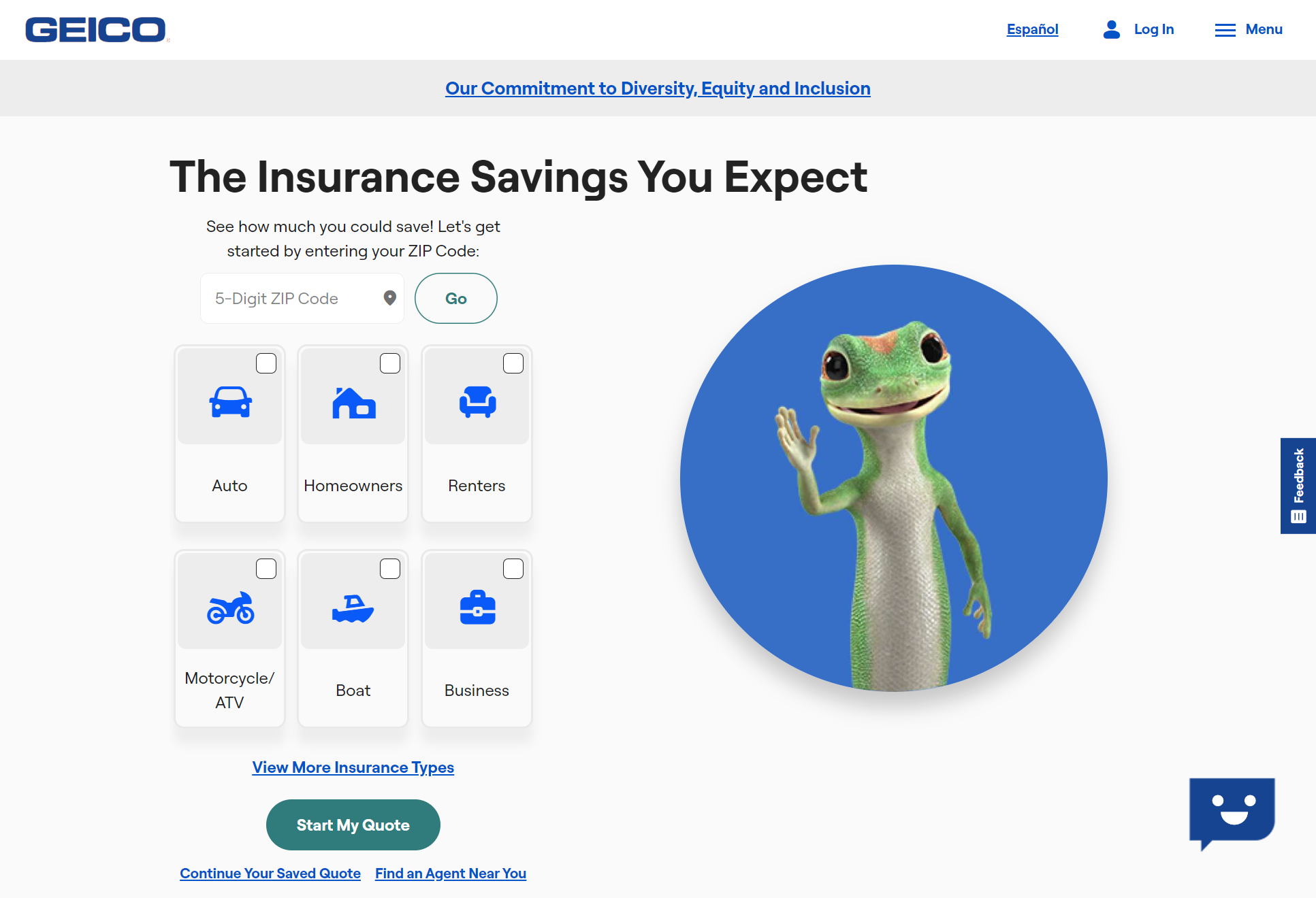 Geico Site Screenshot: Best Chevrolet Car Insurance Rates