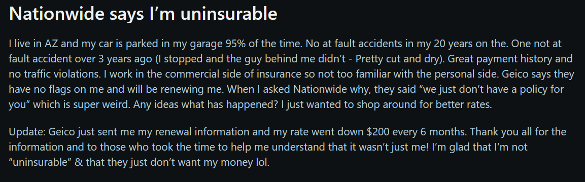 Nationwide car insurance reddit review