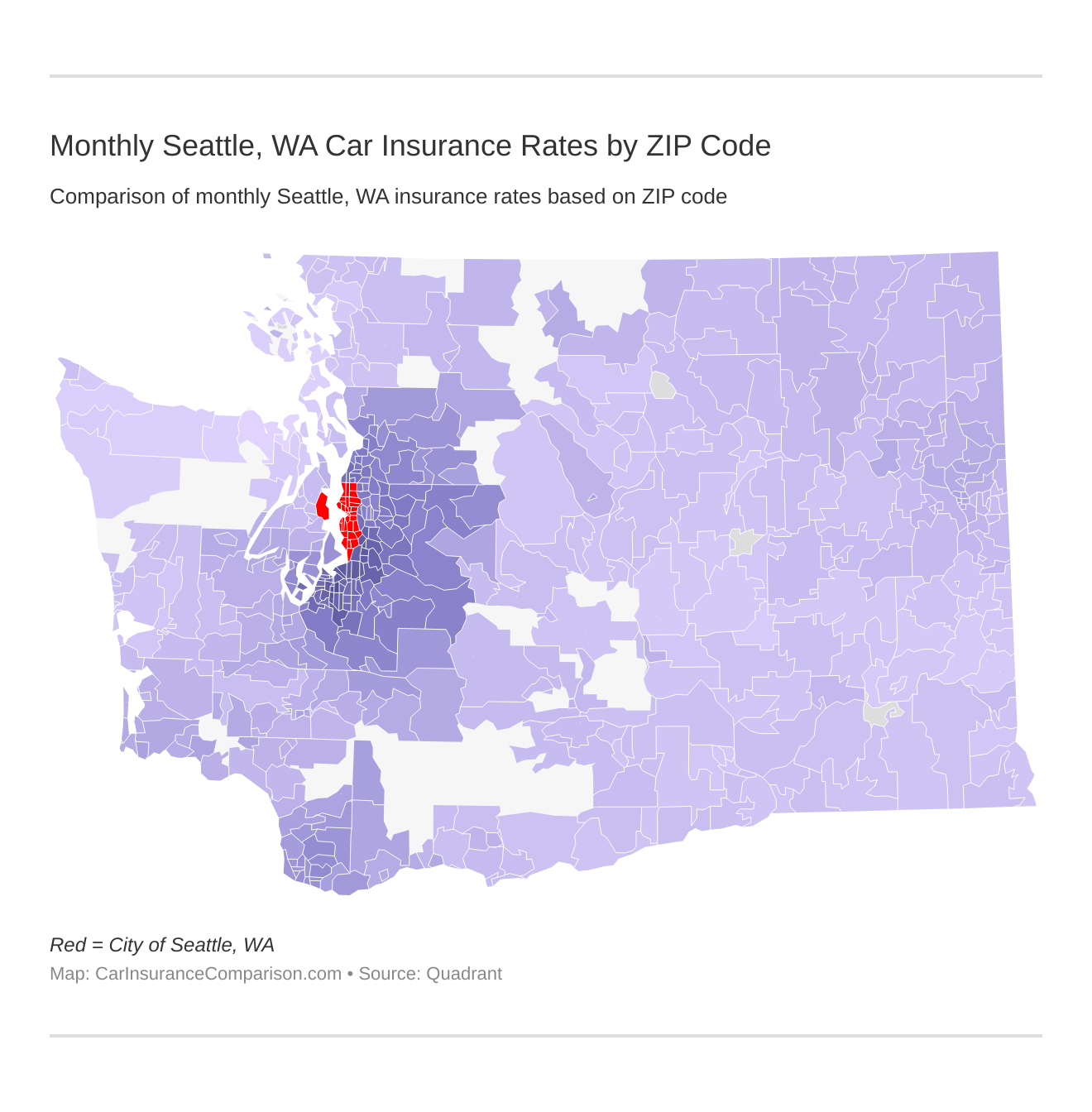 Monthly Seattle, WA Car Insurance Rates by ZIP Code